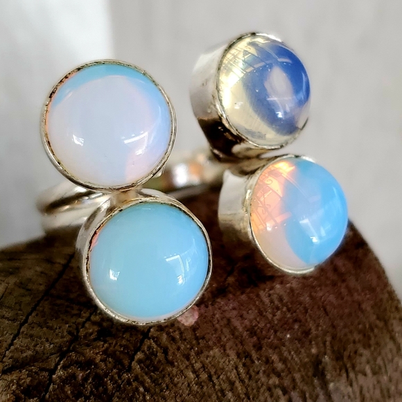 New Opal Opalite Open 925 Silver Ring. - Picture 6 of 8